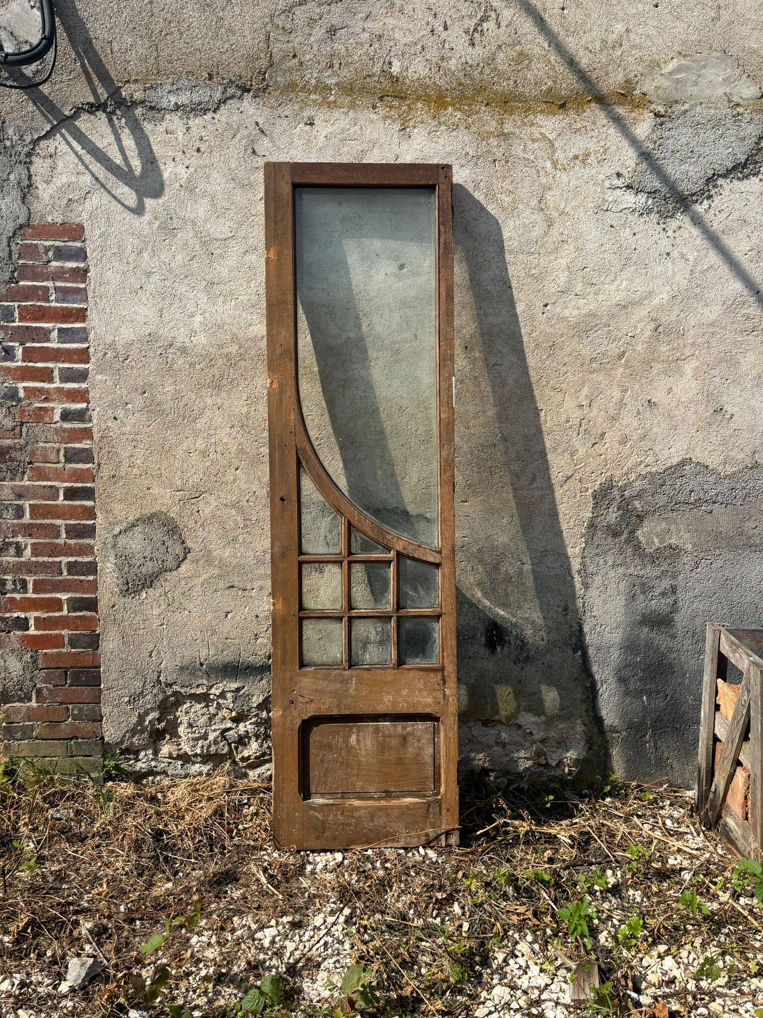 Single oak door with glass in the 19th/20th century