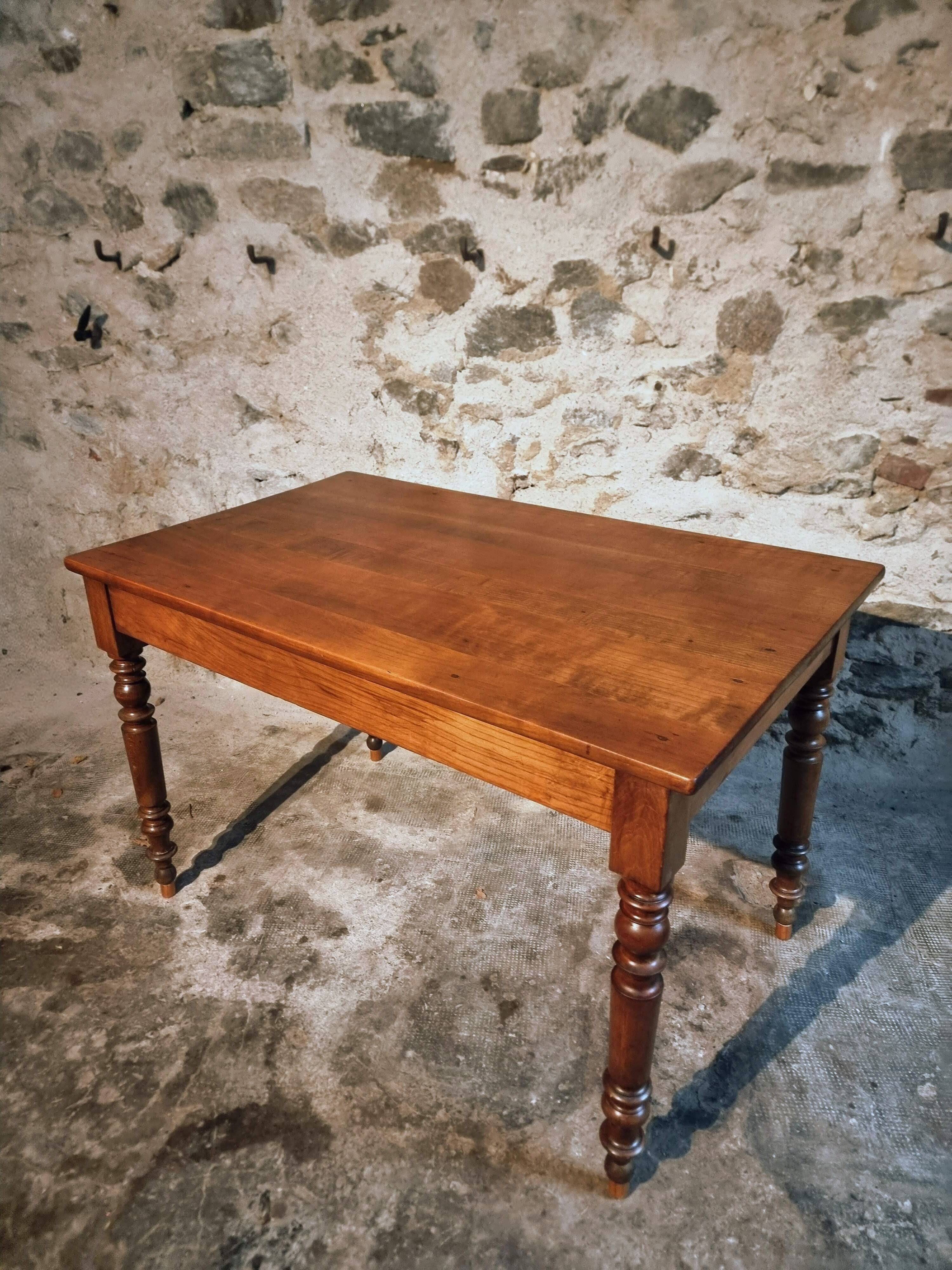 French vintage cherry wood table, circa 1920–1940.