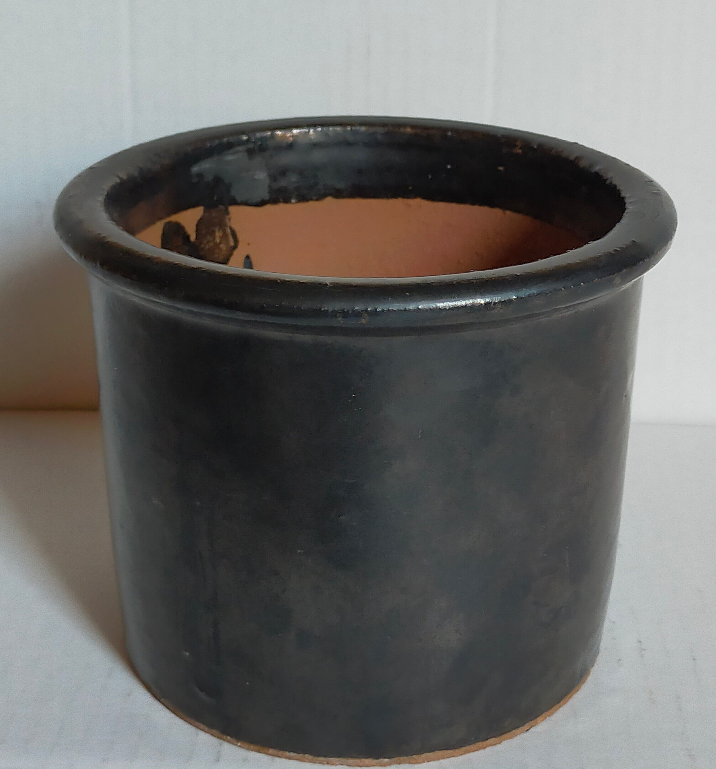 Vintage black glazed earthenware pot