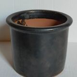 Vintage black glazed earthenware pot