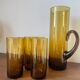 Amber blown glass orangeade service from the 1970s.