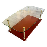 Vintage glass and brass coffee table