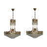Sciolari, set of two gild and Cristal chandeliers from 70s