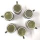 Set of 6 BP mugs in green slip vintage Portuguese ceramic 70s