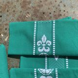 Artiga tablecloth and 6 napkins, Basque linen, green with white embroidery