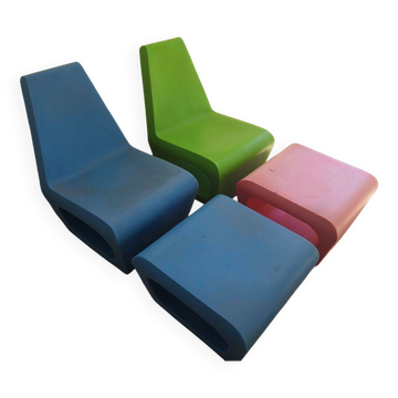 2 Fauteuils et 2 ottomans de Wiel Arets pour Quinze & Milan vintage