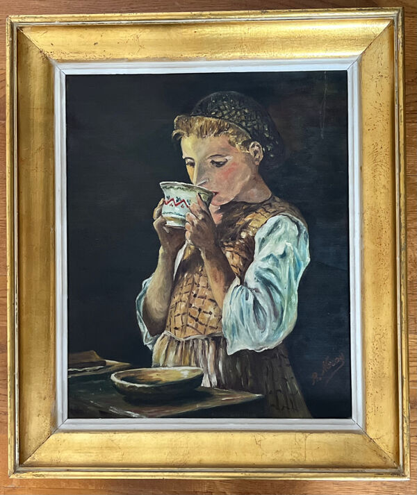 Tableau : Huile sur toile - portrait de paysanne