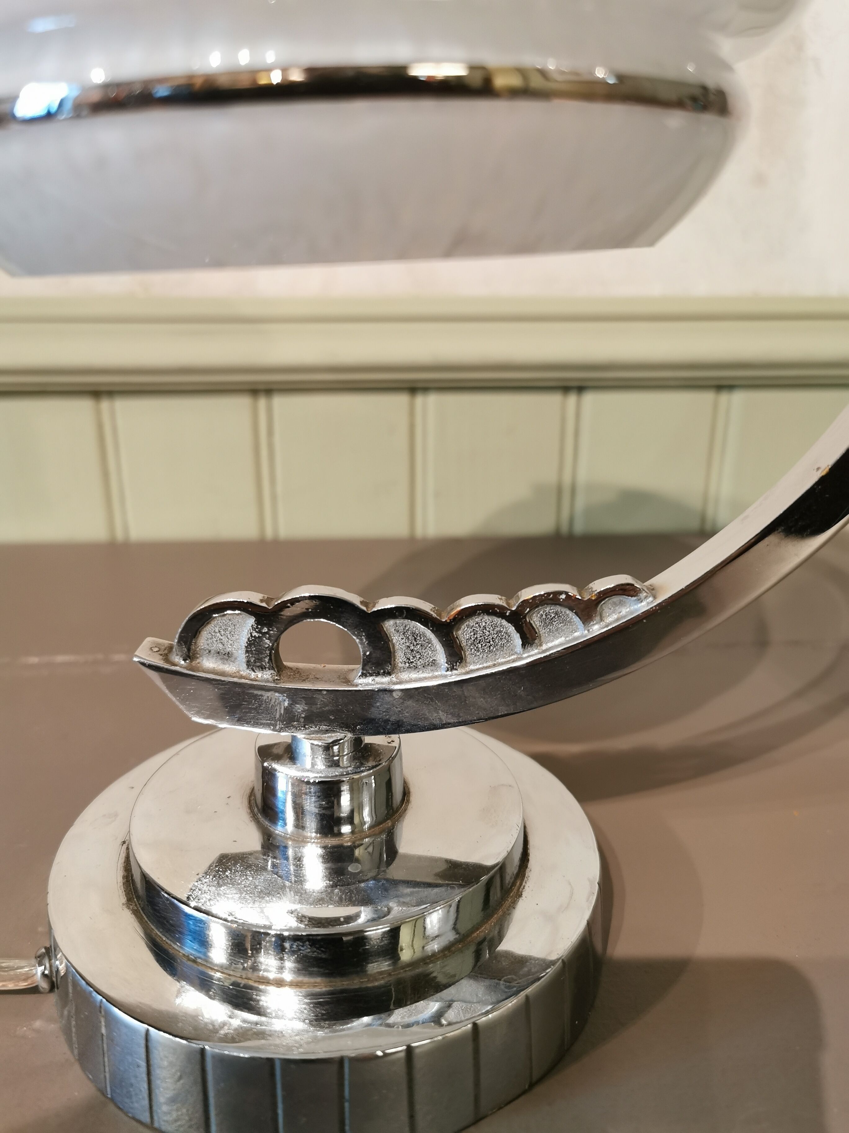 Half-moon chrome art deco lamp