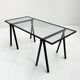 Trestle desk in glass and metal by Rodney Kinsman for Bieffeplast, 80