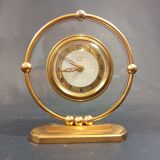 Art deco pose clock Bayard 8 day in golden brass