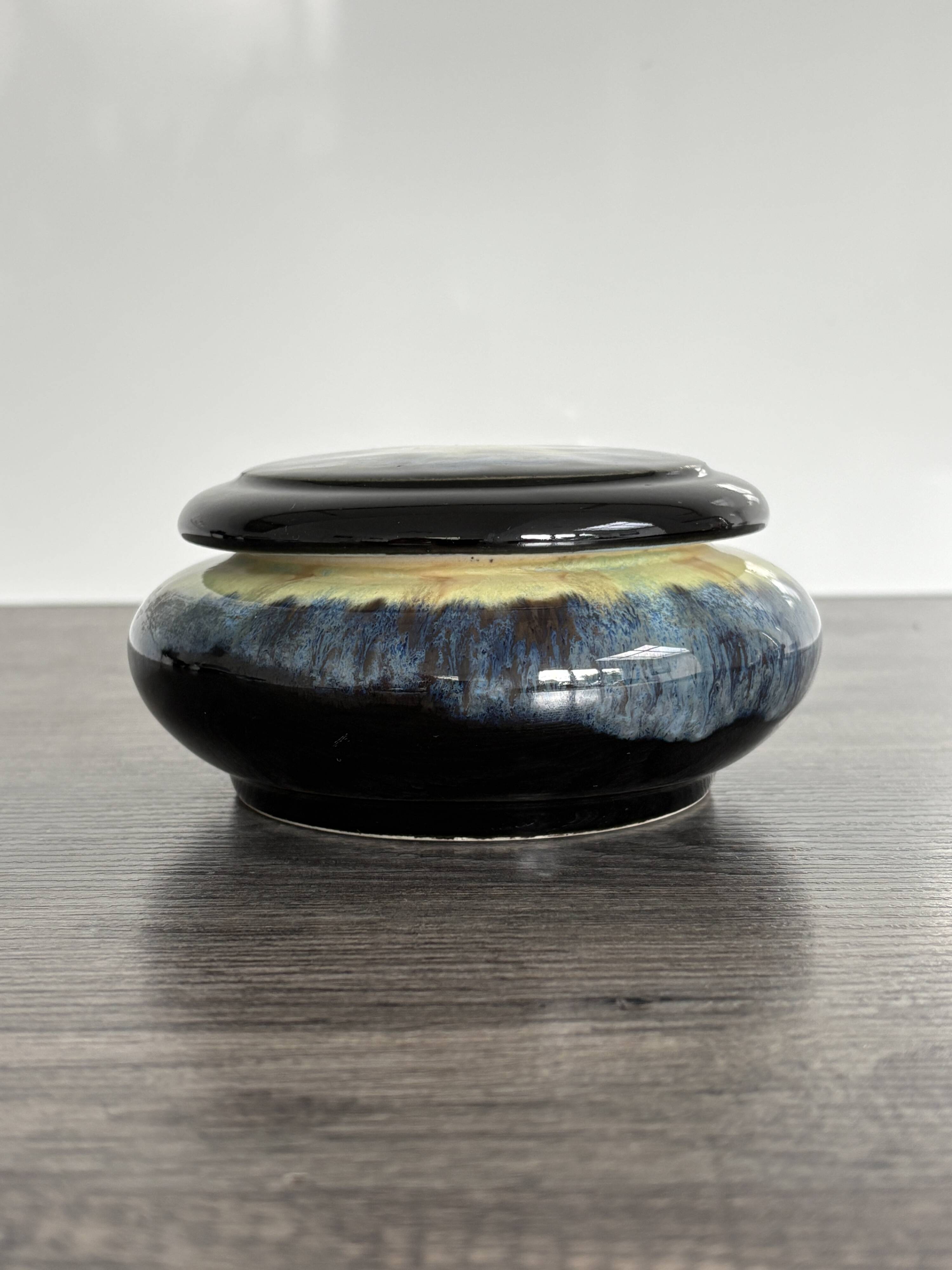 Antique enamelled ceramic box signed alpho