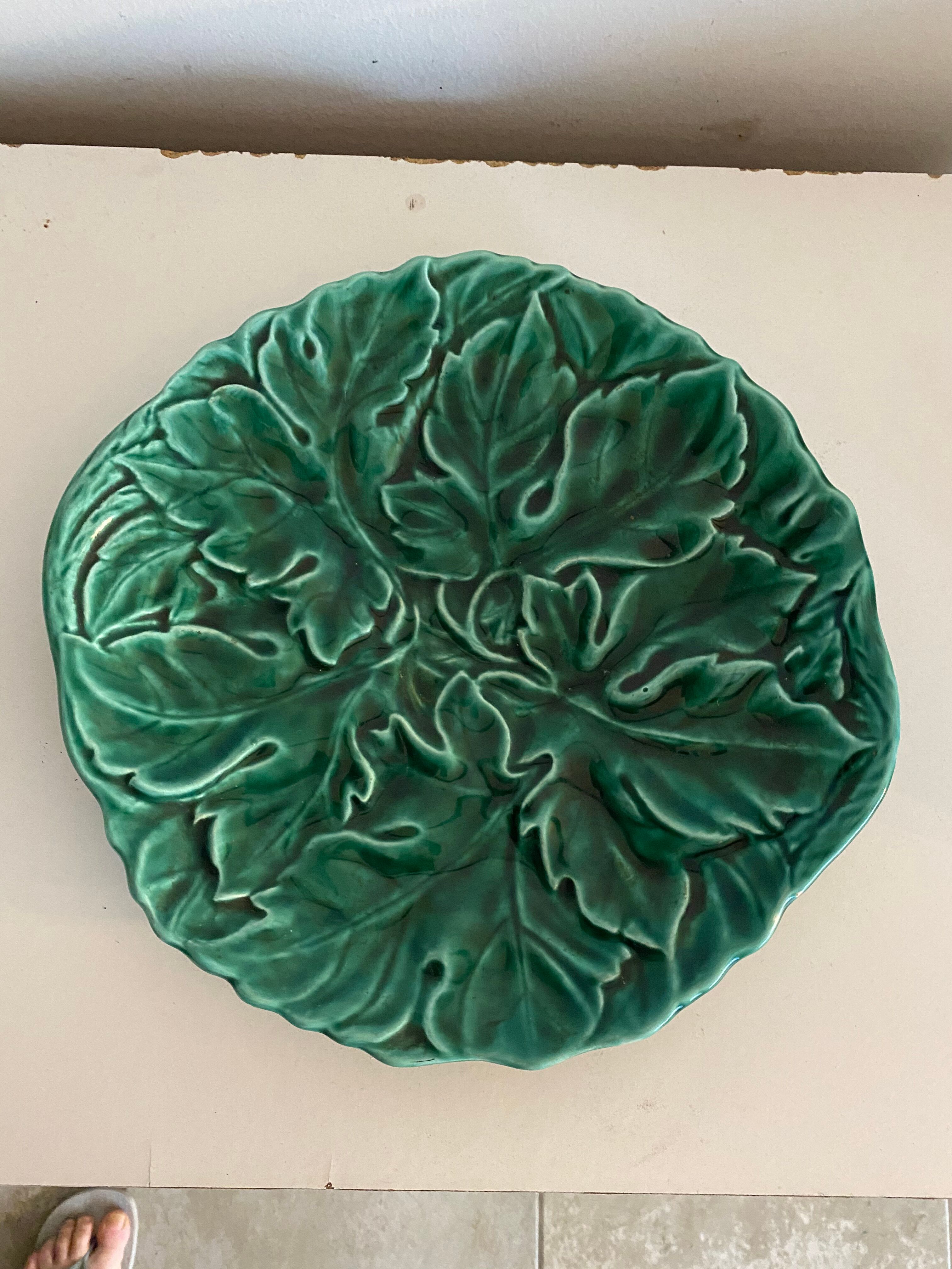 Green faience dish