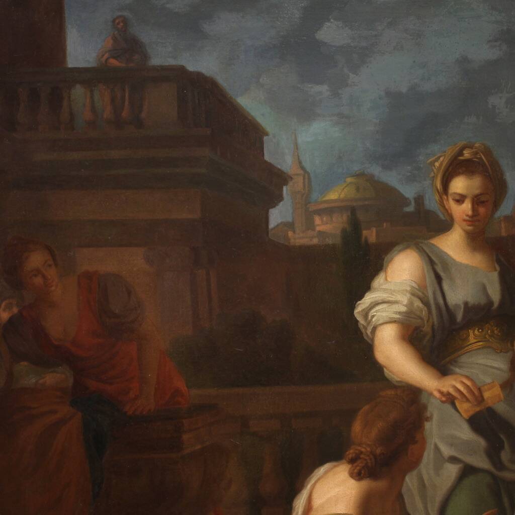 Antique Italian painting from the 18th century, Bathsheba bathing