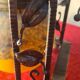kiosk lamp wrought iron 1930 art deco molded glass paste, 38x22 elec ok,