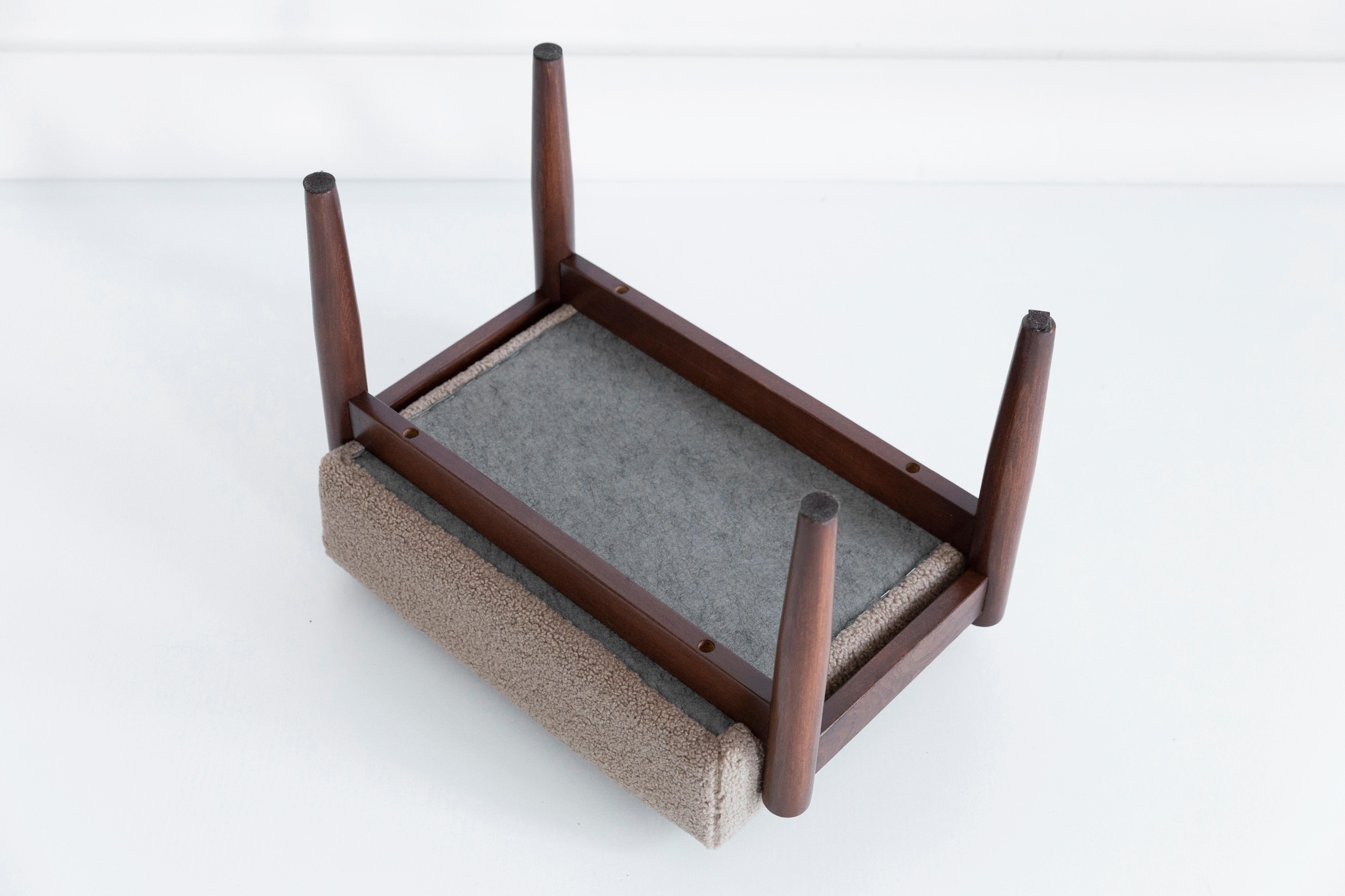 Vintage camel bouclé stool mid-century, Edmund Homa, 1960s