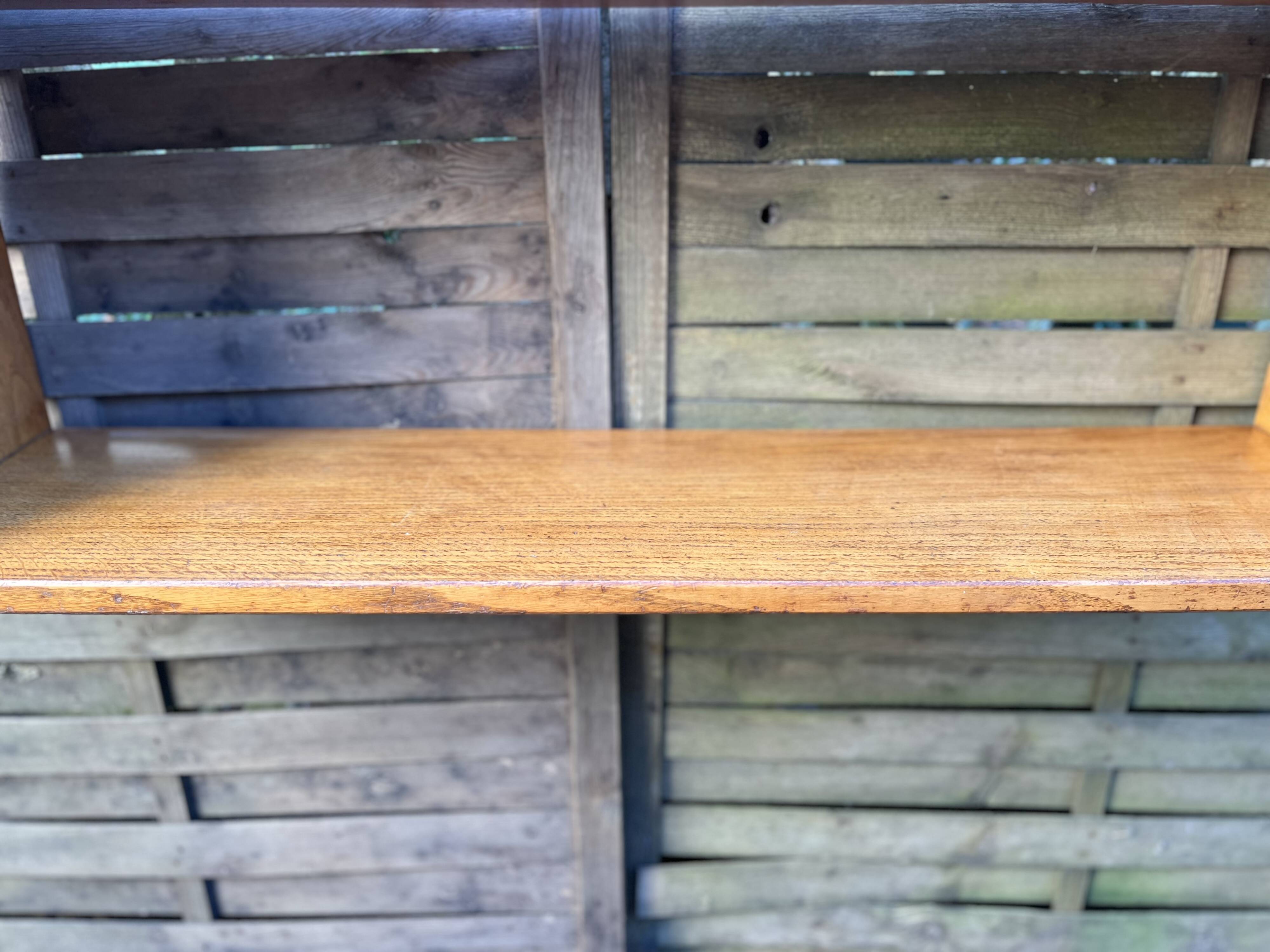 1960s solid oak wall shelf