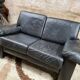Sofa 2 places black leather year 70'-80' vintage