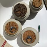 2 pots grayed sandstone large size cork lid