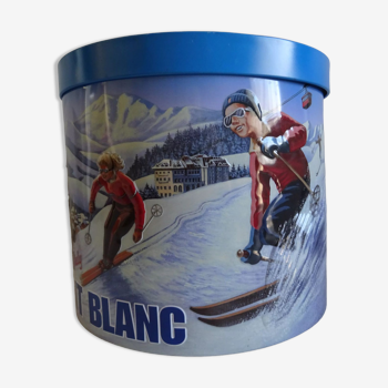 Boite à biscuits en tôle lithographiée Ski Mont Blanc