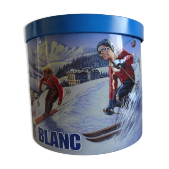 Boite à biscuits en tôle lithographiée Ski Mont Blanc