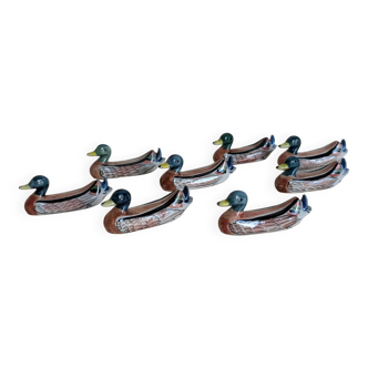 Set of 8 ceramic duck knife rests