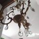 Louis xv bronze chandelier with crystal pendants 3 lights