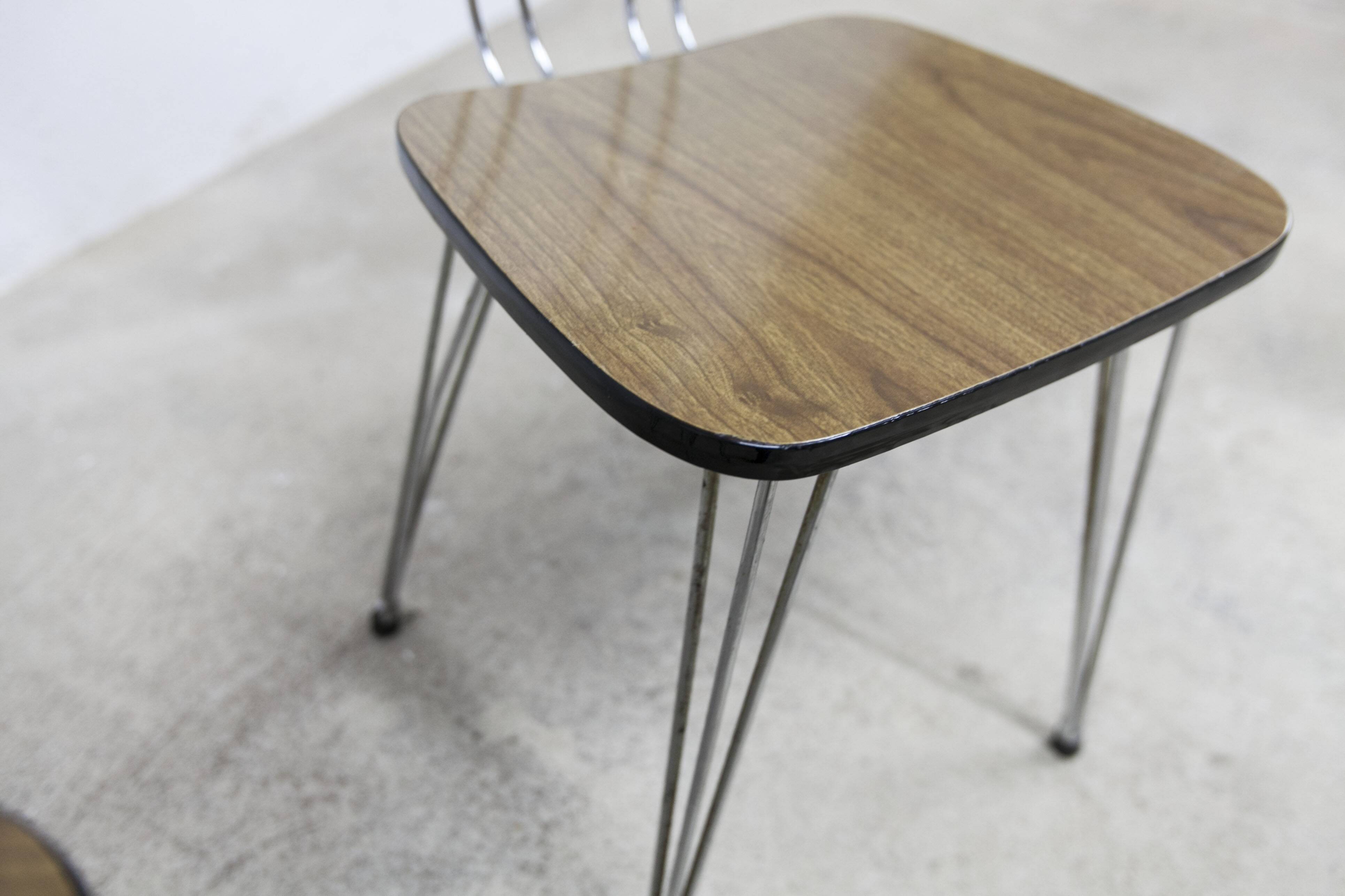 Paire de chaises Formica 1970 pieds Eiffel marron