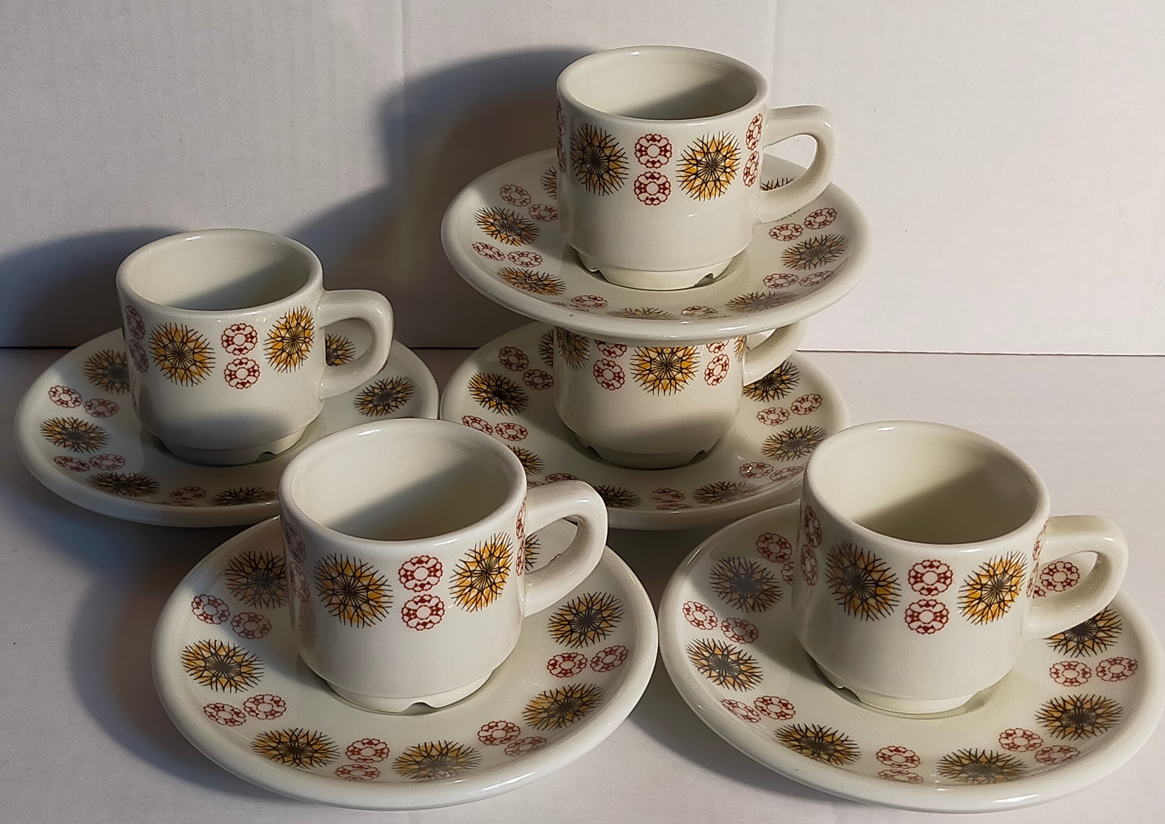 Five vintage Chauvigny porcelain espresso cups