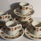 Five vintage Chauvigny porcelain espresso cups