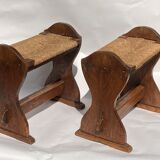 Antique monastry wicker stool or hocker