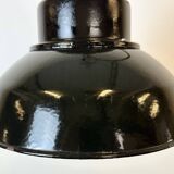 Industrial Black Enamel Factory Lamp with Cast Iron Top, 1960s