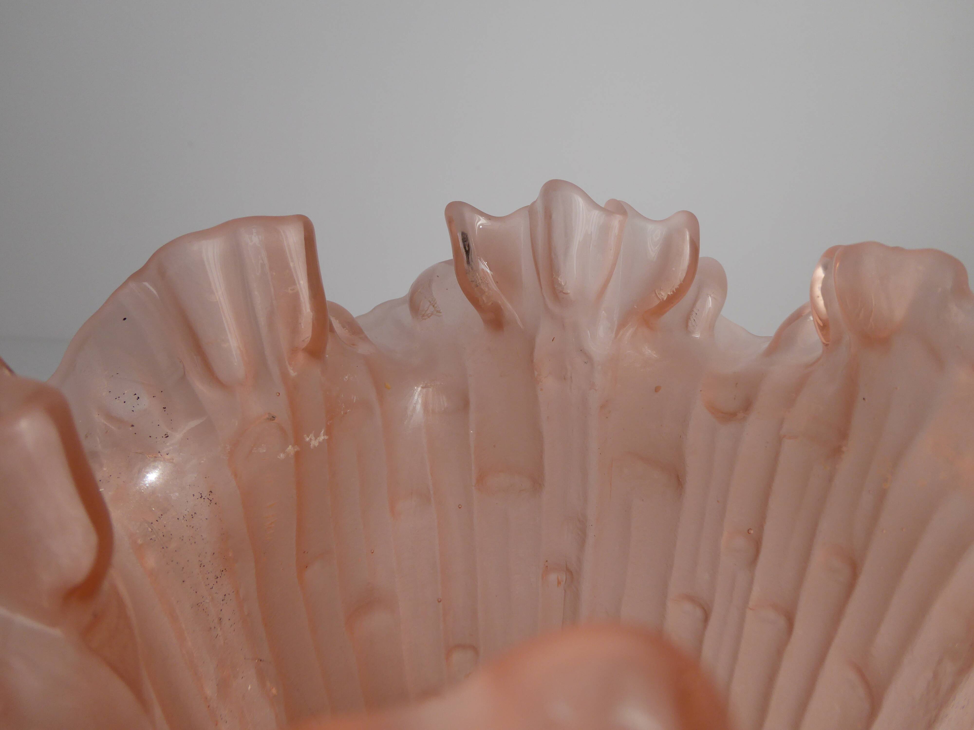 Pink frosted glass vase