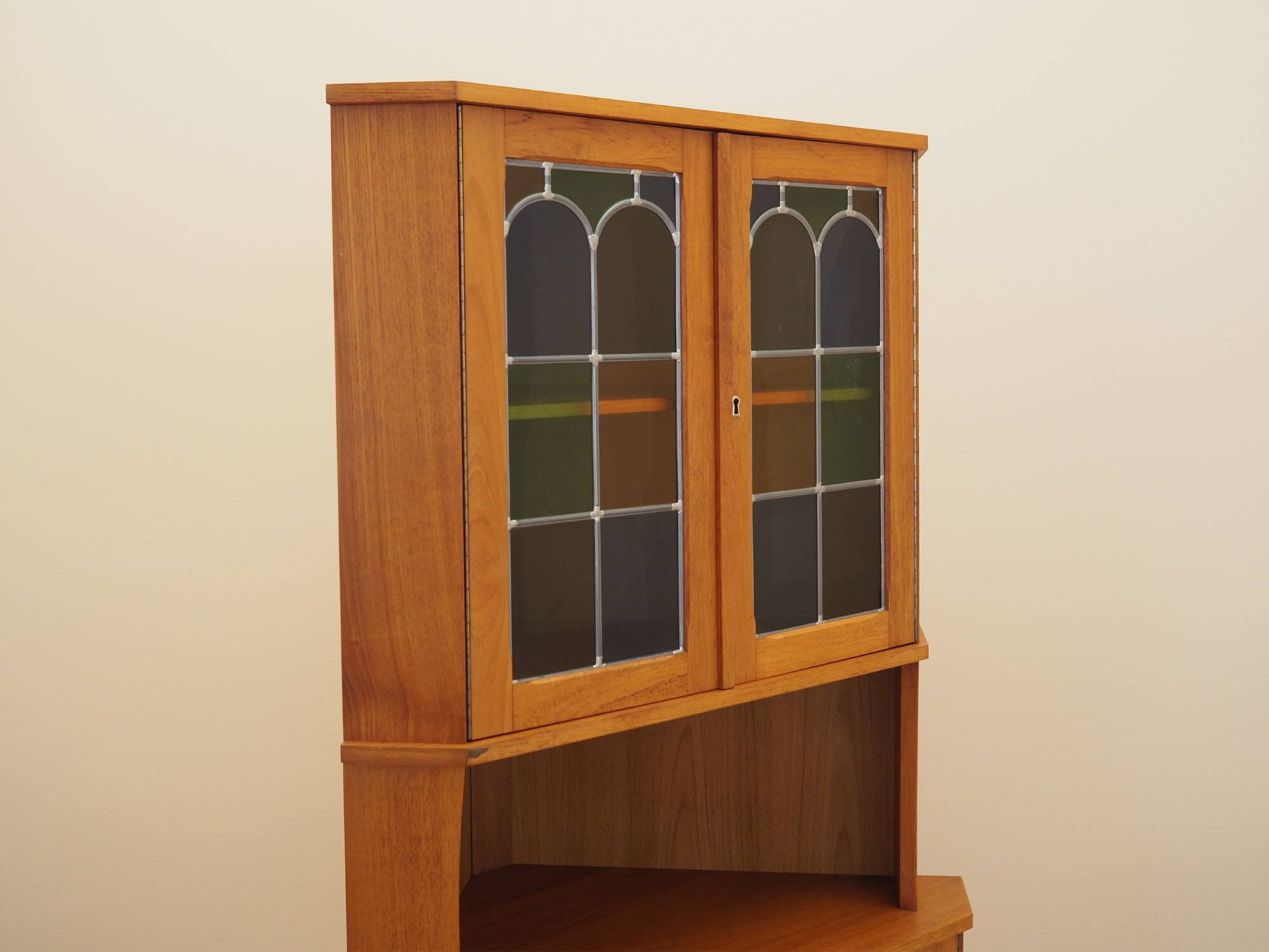Teak corner display cabinet, Denmark, 1960s