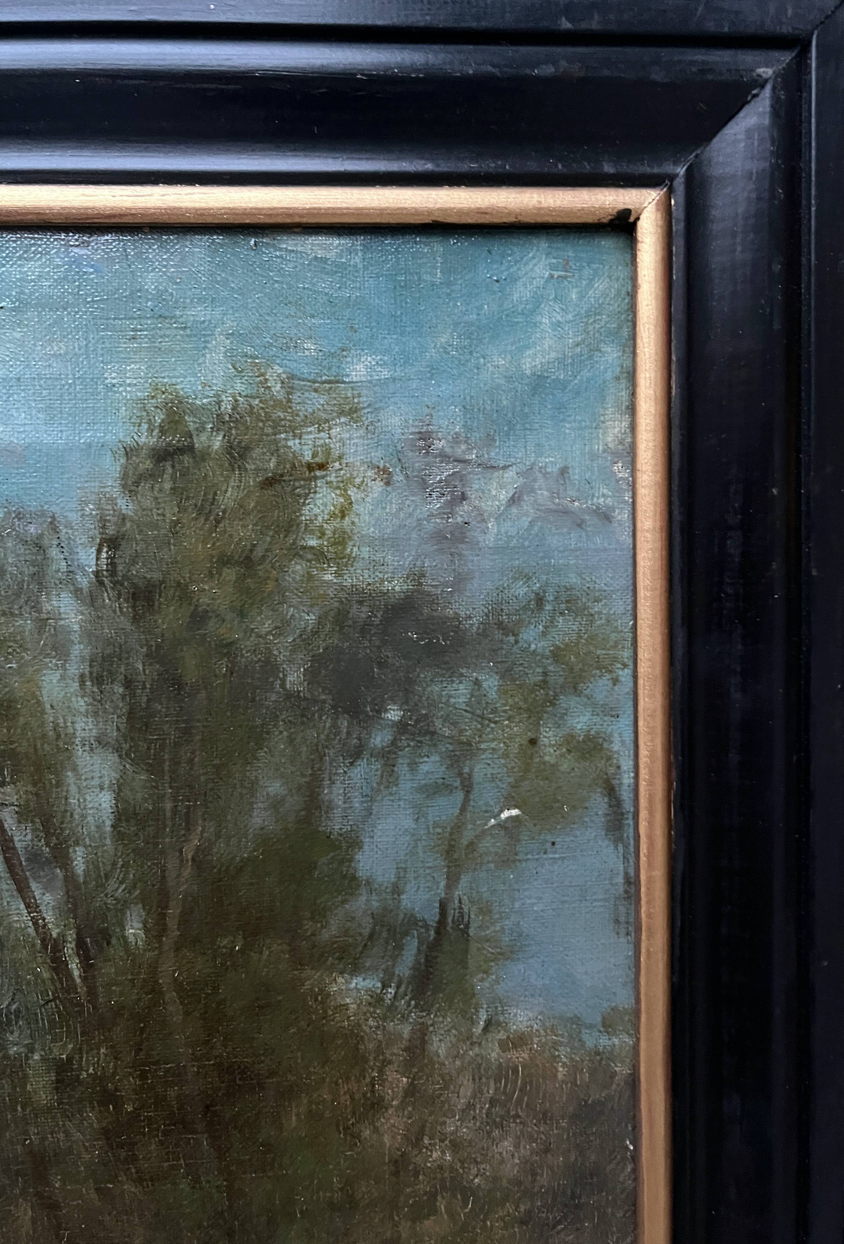 HST painting (19th/20th century) Children fishing in the undergrowth