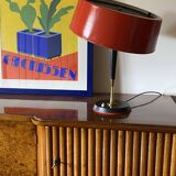 Oscar Torlasco, Mid-Century red table lamp, Lumi, Italy 1954