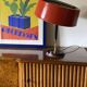 Oscar Torlasco, Mid-Century red table lamp, Lumi, Italy 1954