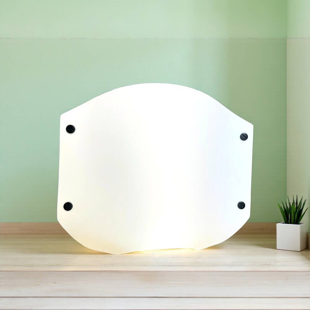 White acrylic table lamp Vela by Samuel Parker