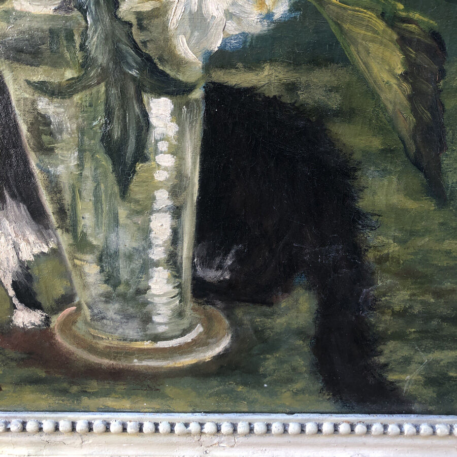 Tableau 1932 "le chat aux dahlias"
