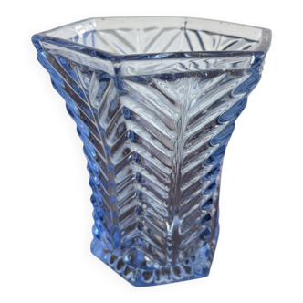 Textured blue glass vase