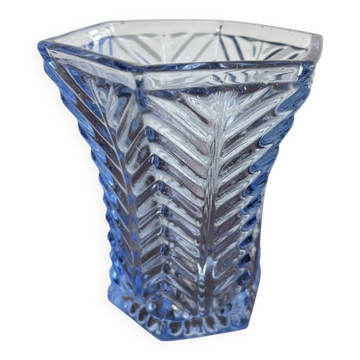 Vase en verre bleu texturé