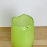 Jade green blown glass vase, handcrafted