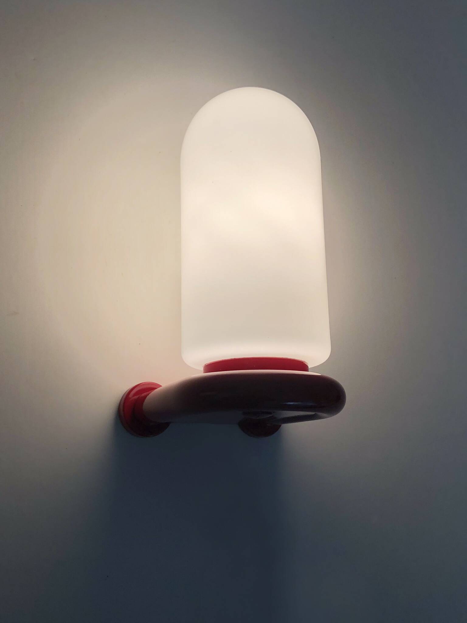 Pair of red and white Space Age wall lights 60s 70s