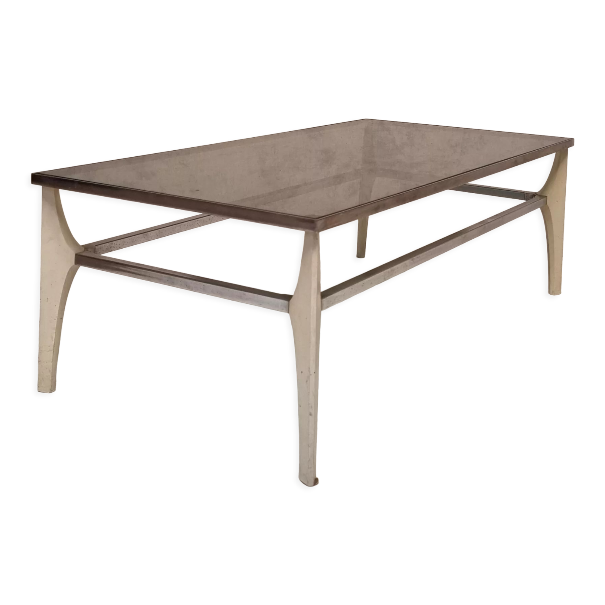 Italian coffee table metal & smoked glass ca 1970