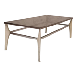 Italian coffee table metal & smoked glass ca 1970