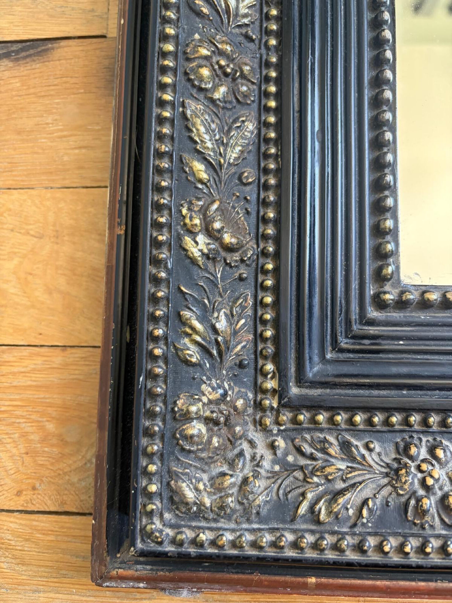 Miroir Louis Philippe noir et doré