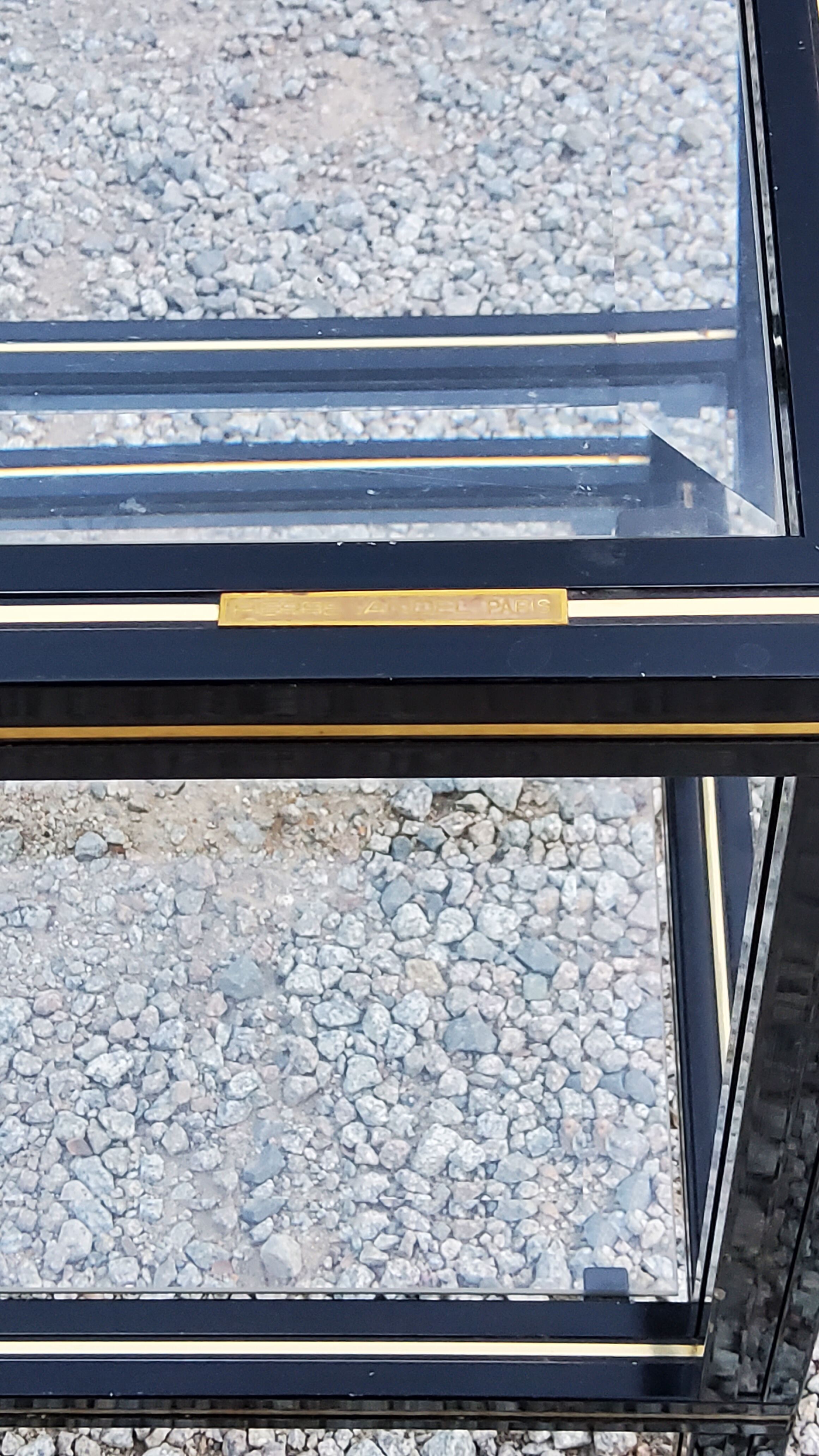 Side table end of sofa Pierre Vandel in metal and glass tops