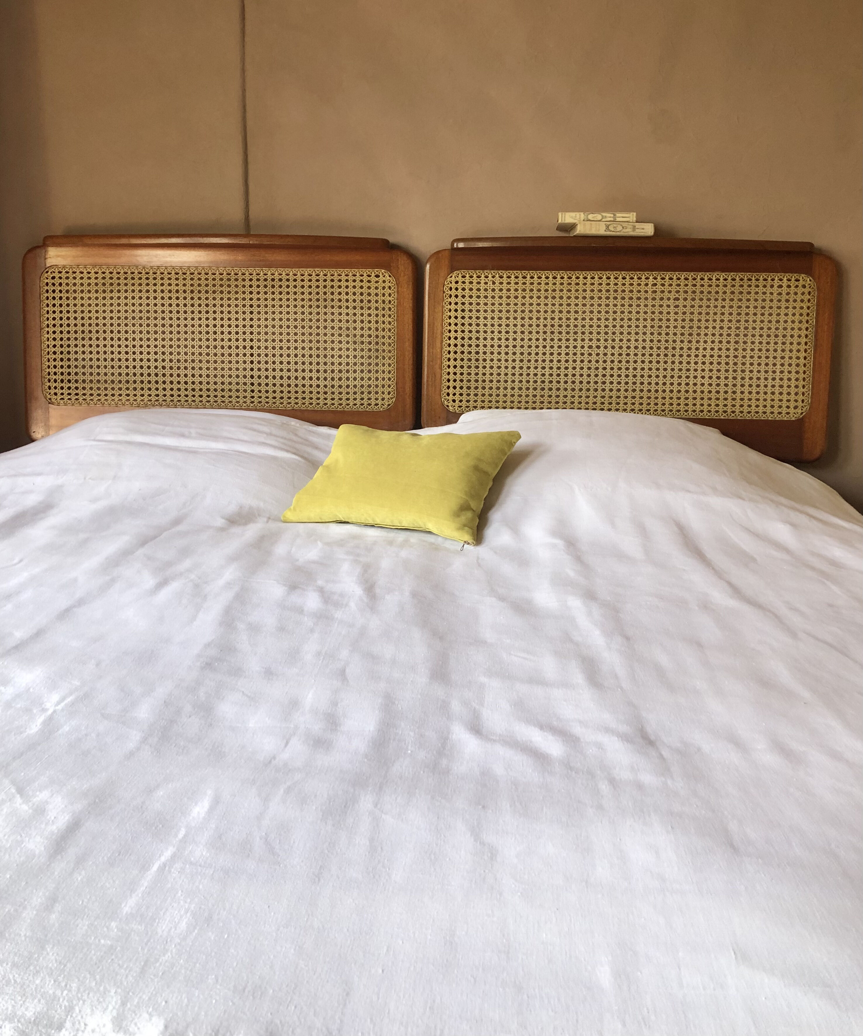 Vintage rattan canning headboard