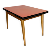 Formica Table Vintage 1960 – Compass Legs & Extensions – Rare Coral Colour