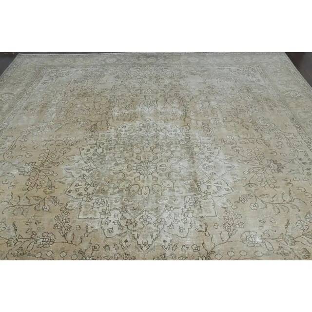 1970s Vintage Persian Handmade Wool Cotton Orange Area Rug 282x377