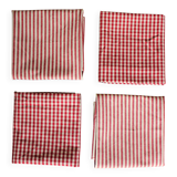 A set of 4 red gingham striped napkins
